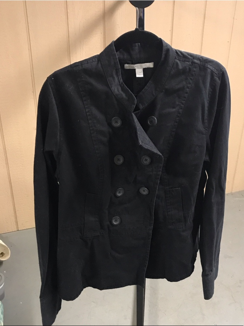 Old Navy Black Double-Breasted Cotton Blazer